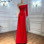 Serene Hill Customized White Satin Long Sleeve Mermaid Simple Beaded Evening Dress Party Gowns For Women Bridal Shower DLA71152
