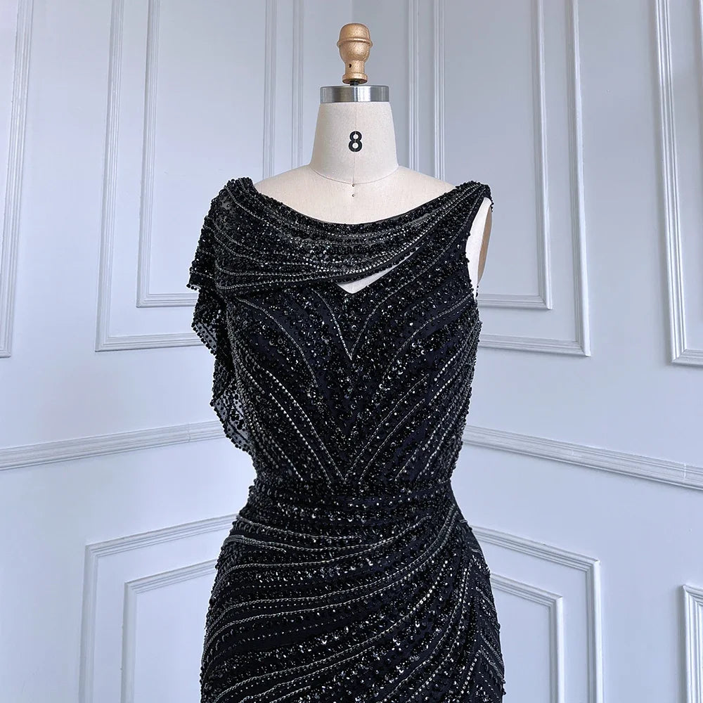 Zapdress Customized Silver Nude Beaded Mermaid Evening Dresses 2025 Elegant Party Gowns For Women Wedding (ZD17383)