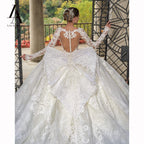 LelaAcra Long Sleeve Ball Gown Wedding Dress 2026 Appliques Sweetheart Backless Princess Bride JK60 customized Vestido de Noiva