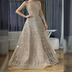 Zapdress Customized 2026 Caramel Strapless A Line Beaded Evening Prom Dresses Elegant Party Gowns for Women (ZD17386)