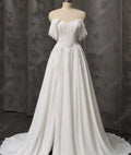 ZapDress Strapless Plus Size Wedding Dresses Flowers Lace Appliques Pleat Zipper Wedding Gown for Women Side Slit Customized