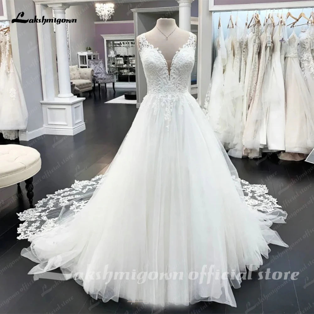 ZapDress A Line Wedding Dress 2026 Lace Appliques Bridal Gown Court Train Vestidos De Novia  Customized
