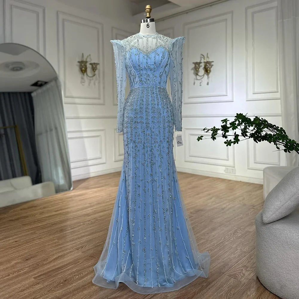 Zapdress 2025 Pink Luxury Mermaid Pearls Beaded Dubai Evening Dress Gown for Formal Events DLA72826 Customized (ZD17381)