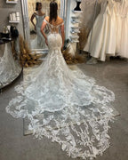 ZapDress Princess Lace Appliques Mermaid Wedding Gown for Women Customized Off the Shoulder Wedding Dress Vestido de Boda