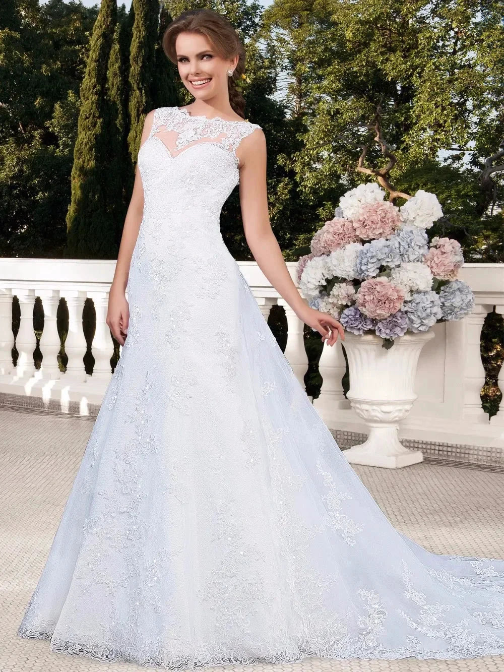Elegant Appliques Vestido De Noiva Sexy Backless Vestidos De Novia Detachable Train Wedding Dresses Lace Robe De Mariée by payinti