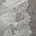 Customized Long Mantilla Veil with Eyelash Lace, 2.5m/3m Ivory Veil with Hidden Comb, Chantilly Eyelash Lace Wedding Veil
