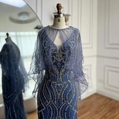 Luxury Caramel Feather Beaded Mermaid Evening Dress LA71866