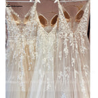 ZapDress V Neck Lace Appliques Wedding Dresses Customized Champagne Bridal Gowns A Line Wedding Gown Estido De Noiva Praiano