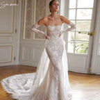 Long Sleeves Bridal Gowns Dress Customized Vintage Lace Mermaid Wedding Breathtaking Off Shoulder Vestido De Novia