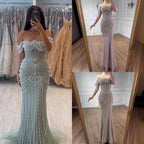 Zapdress 2025 Customized Pink Off Shoulder Mermaid Evening Dress Luxury Beaded Party Gowns for Women (ZD17359)