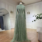 Serene Hill White High Neck Long Sleeve Mermaid Evening Dress 2026 Party Gowns for Women DLA72591 Customized