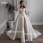 LORIE Lace Wedding Dress Sweetheart Split A-line Bride Gown Long Sleeve Customized Appiques Corset Bride Dress vestidos de novia