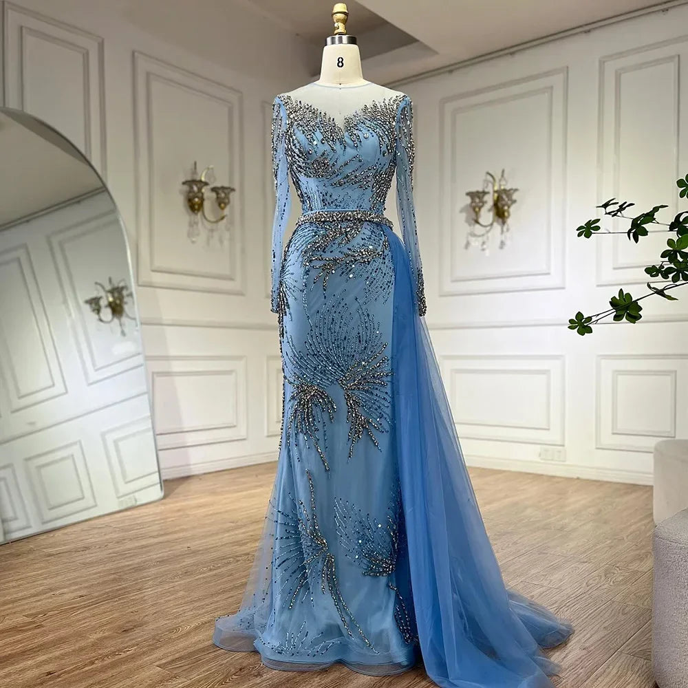 Zapdress Caramel Mermaid Evening Dresses With Beaded Skirt And Lace-up Detail For Wedding Party 2025 DLA72376 Customized (ZD17370)