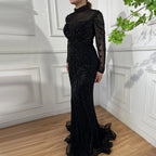 Zapdress Customized Nude Long Sleeves Beaded Mermaid Dubai Evening Dresses 2025 Muslim Party Gowns for Veiled Women (ZD17327)