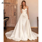 ZapDress Luxury Sweetheart Mermaid Satin Wedding Dress Detachable Skirt Backless And Zipper Woman Evening Dress For Wedding