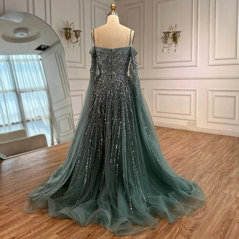 Luxury Caramel Evening Dress with Cape sleeves LA72957