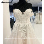 ZapDress Off Shoulder Wedding Gown Sweetheart Lace Appliques Women Wedding Dress with Cap Sleeve 2025 Bridal Gown Customized