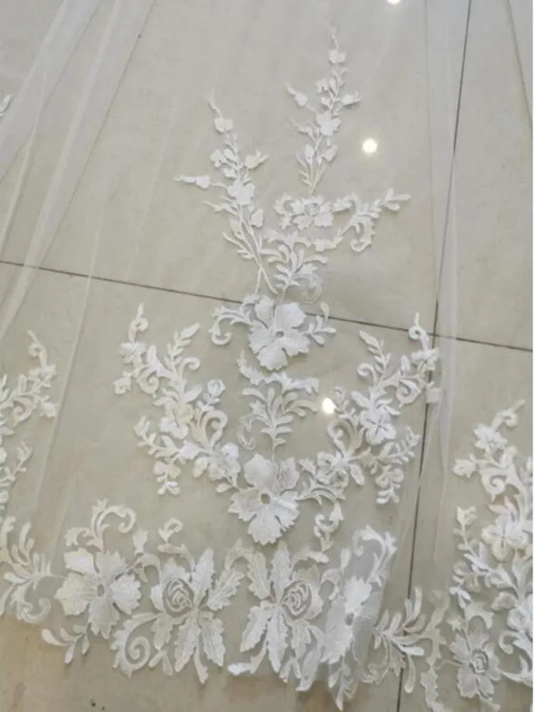 white ivory 3m 4m 5m One Layer Wedding Veil All Lace Appliqued Edge Bridal Veils Cathedral  Wedding Accessorie