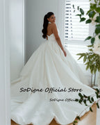 SoDigne A-line Satin Simple Wedding Dresses Sleeveless Halter Bridal Dress Long Wedding Gown Robe De Mairee ﻿Customized