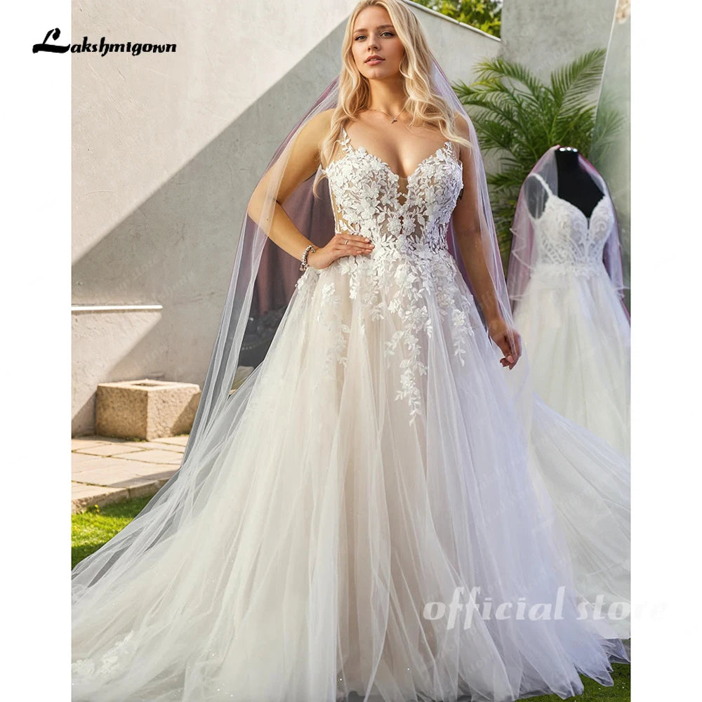 ZapDress Unlined Bodice FLowy A Line Tulle Wedding Dress With V Neck Bridal Gown Beach Bridal Gown Customized Robe De Mariee