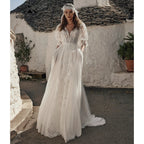 Roycebridal Bohemian Lace & Chiffon A-Line Wedding Dress Puff Sleeves Pockets Bridal Gown Vestido De Novia Boda 2026 Customized