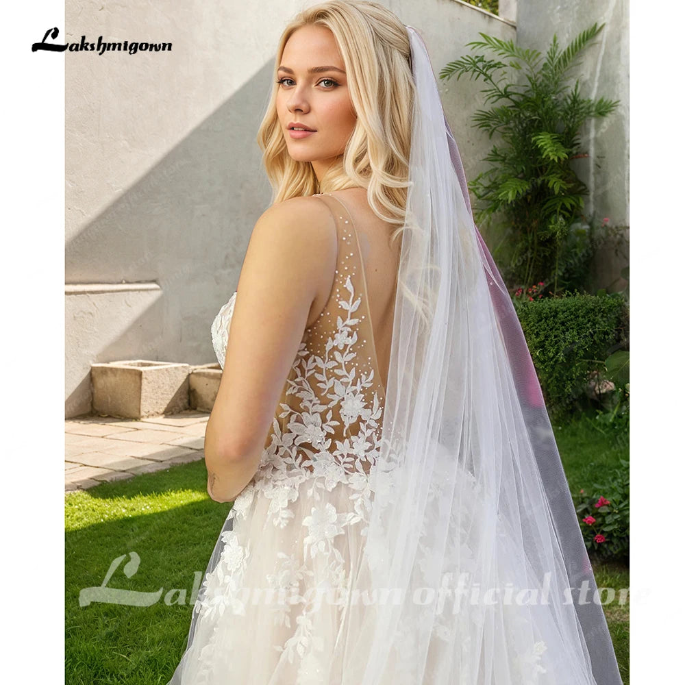 ZapDress Unlined Bodice FLowy A Line Tulle Wedding Dress With V Neck Bridal Gown Beach Bridal Gown Customized Robe De Mariee