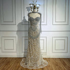 Zapdress Nude Strapless Mermaid Pearls Beaded Evening Gowns Luxury Party Dress with Tassel DLA72876 Customized (ZD17335)