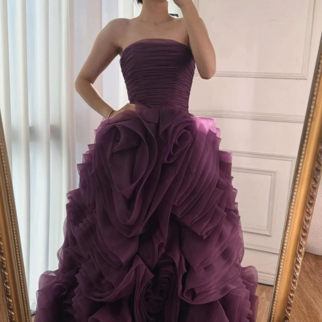 Zapdress 2025 Customized Purple Strapless Princess Evening Dresses Formal Party Gowns for Women (ZD17369)