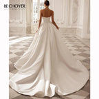 Vintage Sleeveless A-Line Wedding Dress 2027 Elegant Strapless Customized Bride Gown Princess BECHOYER T208 Vestido De Noiva