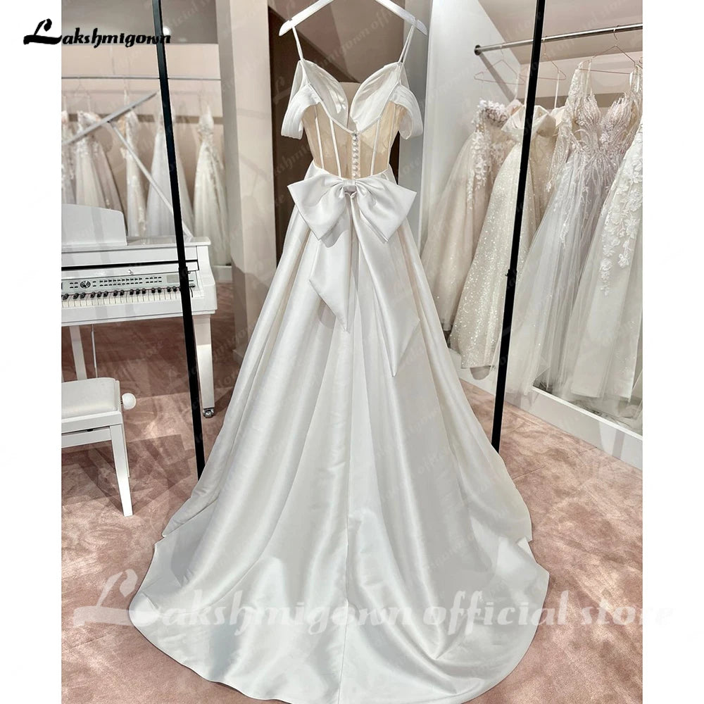 ZapDress Luxury Wedding Dresses Women's A Line Sexy Off Shoulder Sweetheart Princess Bridal Gowns Satin Vestidos Customized