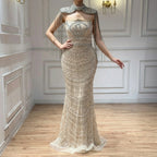 Zapdress Luxury Beaded Mermaid Evening Dress Elegant Crystal Tassel Cape Celebrity Party Gown Vestidos Customized DLA73450A (ZD17347)