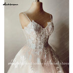 ZapDress Luxury Spaghetti Straps Lace Women Sweetheart Neck Wedding Dress for Bride Champagne Wedding Gown Vestidos Para Boda