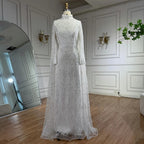 Serene Hill White High Neck Long Sleeve Mermaid Evening Dress 2026 Party Gowns for Women DLA72591 Customized
