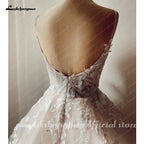 ZapDress Luxury Spaghetti Straps Lace Women Sweetheart Neck Wedding Dress for Bride Champagne Wedding Gown Vestidos Para Boda
