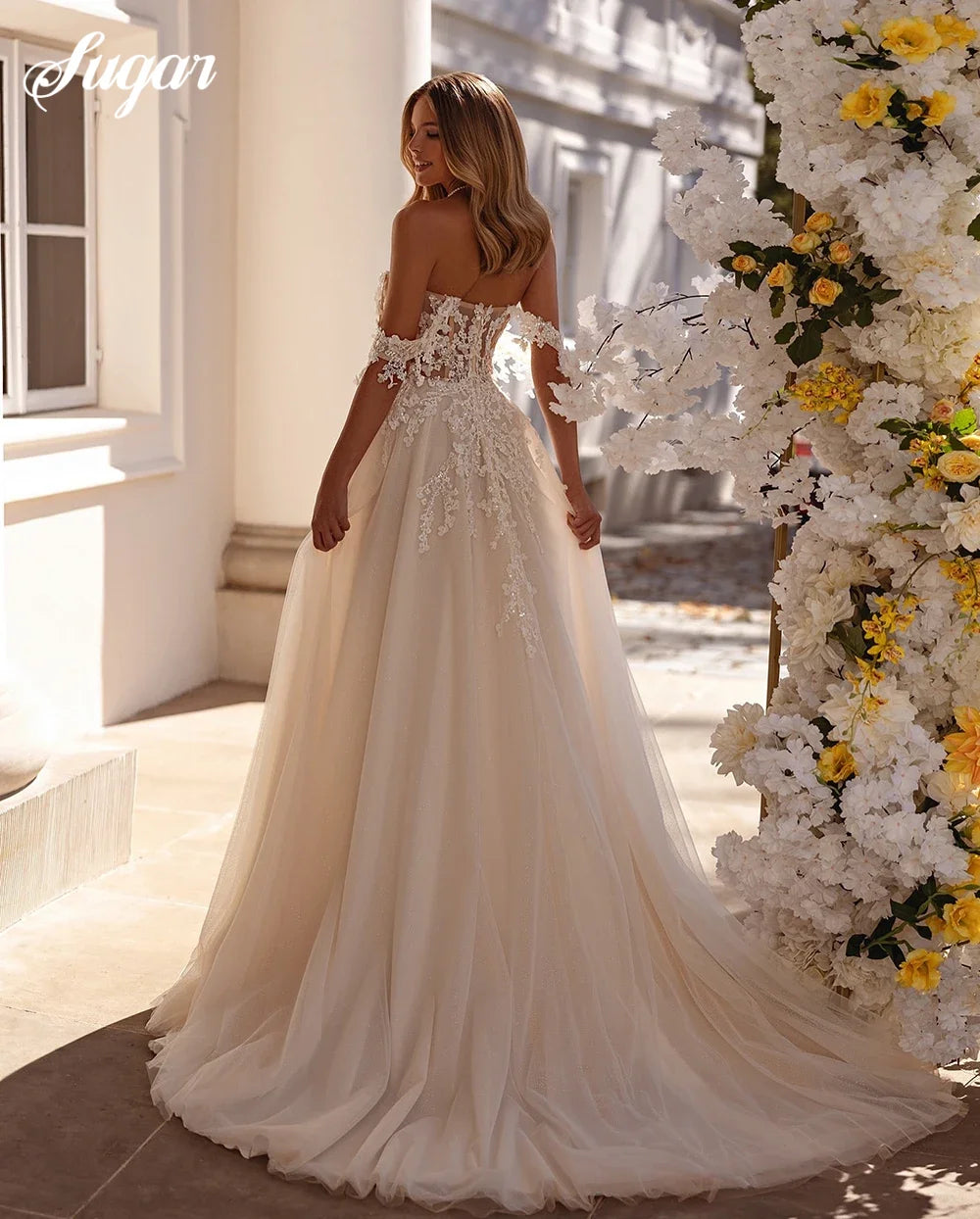 Luxury Brides Dress 2025 Sweetheart Off Shoulder High Slit Corset Wedding Dresses Lace Appliques Boho Bridal Gown Customized