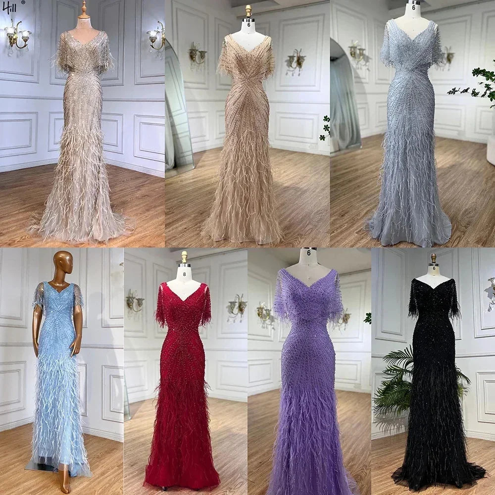 Zapdress Brown Mermaid Beaded Feathers Evening Dresses Elegant Party Gowns for Women DLA71323 Customized (ZD17329)