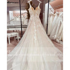 ZapDress Sexy Beach Wedding Dresses Illusion Appliques Boho Bride Dresses Open Back A-Line Tulle Bridal Gowns Robe De Mariee