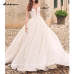 ZapDress Off The Shoulder Crepe Satin A-Line Bridal Gowns For Formal Party Floor Length Wedding Dress Vestidos Customized