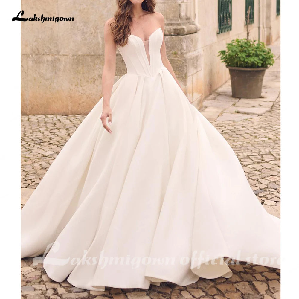 ZapDress Off The Shoulder Crepe Satin A-Line Bridal Gowns For Formal Party Floor Length Wedding Dress Vestidos Customized