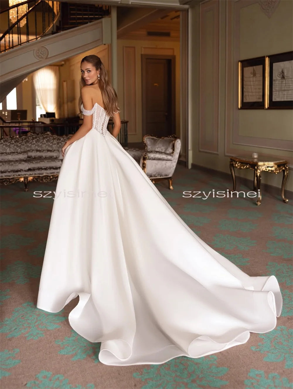 Fashion Sweetheart A Line Wedding Dresses Front Split Satin Bridal Gown Evening Dress For Wedding Custom Made Vestido De Noiva