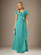 Stormy A-Line V-Neck Ruched Chiffon Dress by Dreamylily