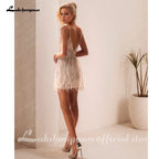 ZapDress Sexy Deep V-neck Wedding Dress For Bride Backless Feathers Bridal Gown Vestido De Novia Shiny Customized