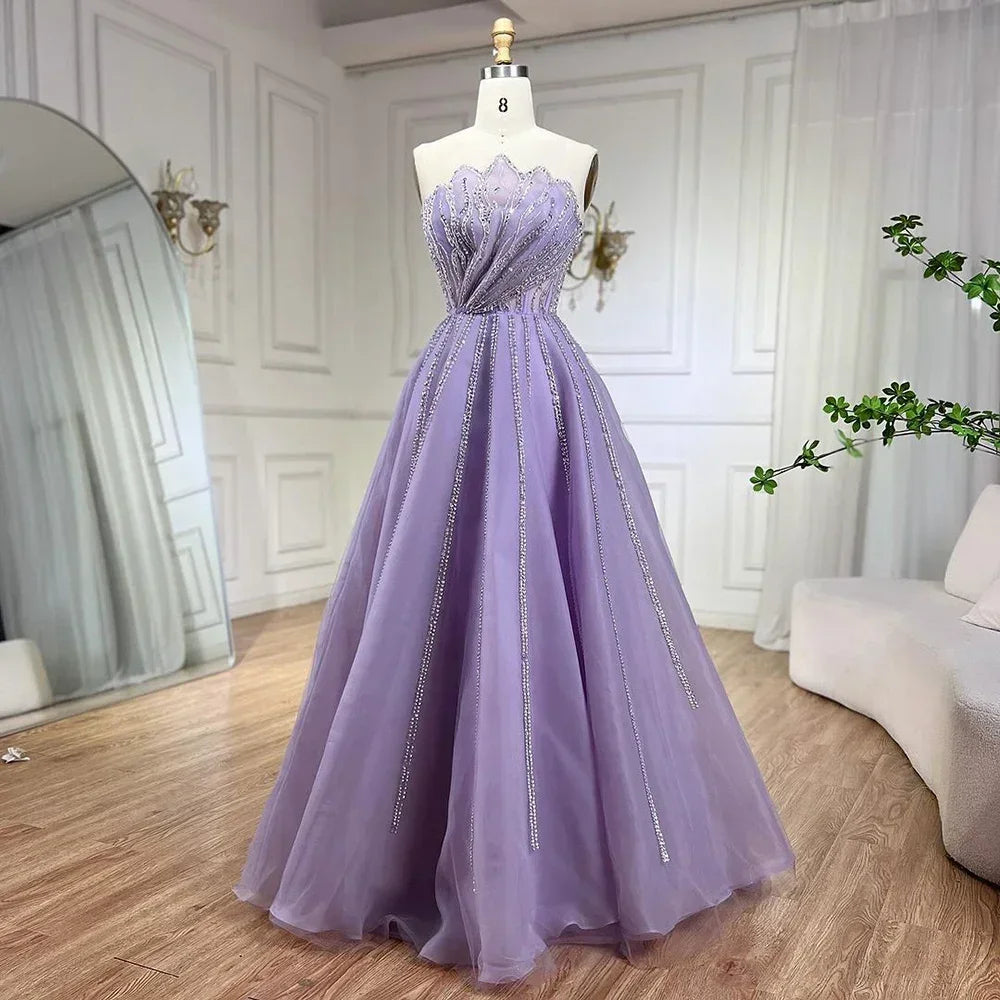Zapdress Lilac Strapless A-line Beaded Evening Prom Dresses 2025 Graduation Party Gowns For Women DLA71643 Customized (ZD17324)
