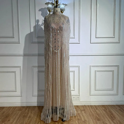 Luxury Champagne Kaftan Evening Gown Wedding Formal Dress LA72945