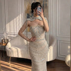Zapdress Luxury Beaded Mermaid Evening Dress Elegant Crystal Tassel Cape Celebrity Party Gown Vestidos Customized DLA73450A (ZD17347)