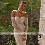 Loverxu Mermaid Sexy Wedding Dresses Off The Shoulder Vestido De Novia Lace Embroidery Beaded Pearls Custom Made Bridal Gowns