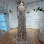 Zapdress Nude Strapless Mermaid Pearls Beaded Evening Gowns Luxury Party Dress with Tassel DLA72876 Customized (ZD17335)