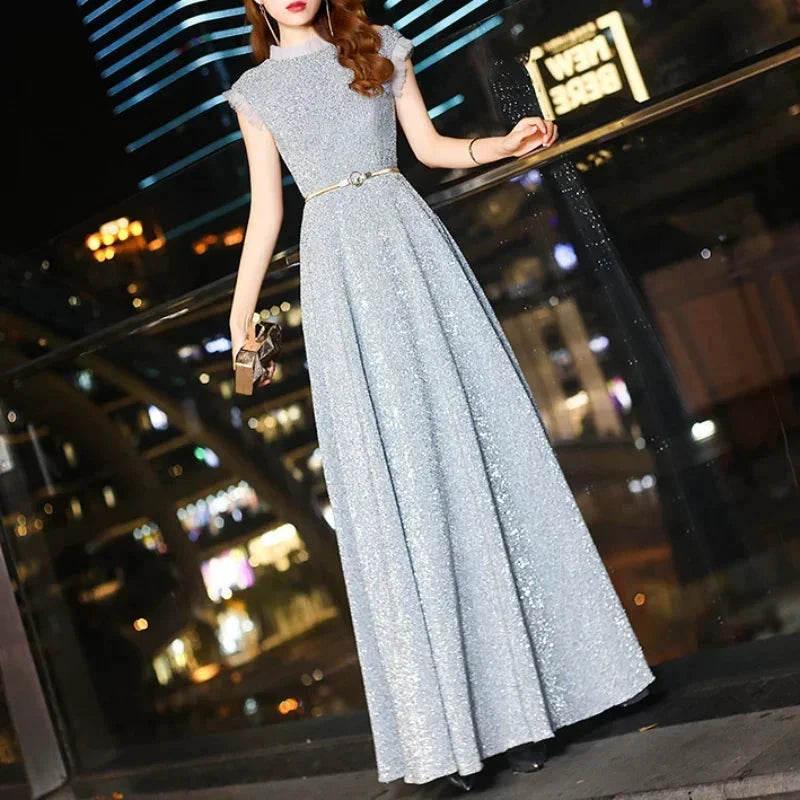Elegant Sleeveless Slim Waist Evening Party Dresses 2025 New Fashion O-neck Prom Vestidos Sexy Wedding Party Dress by Sunnderly