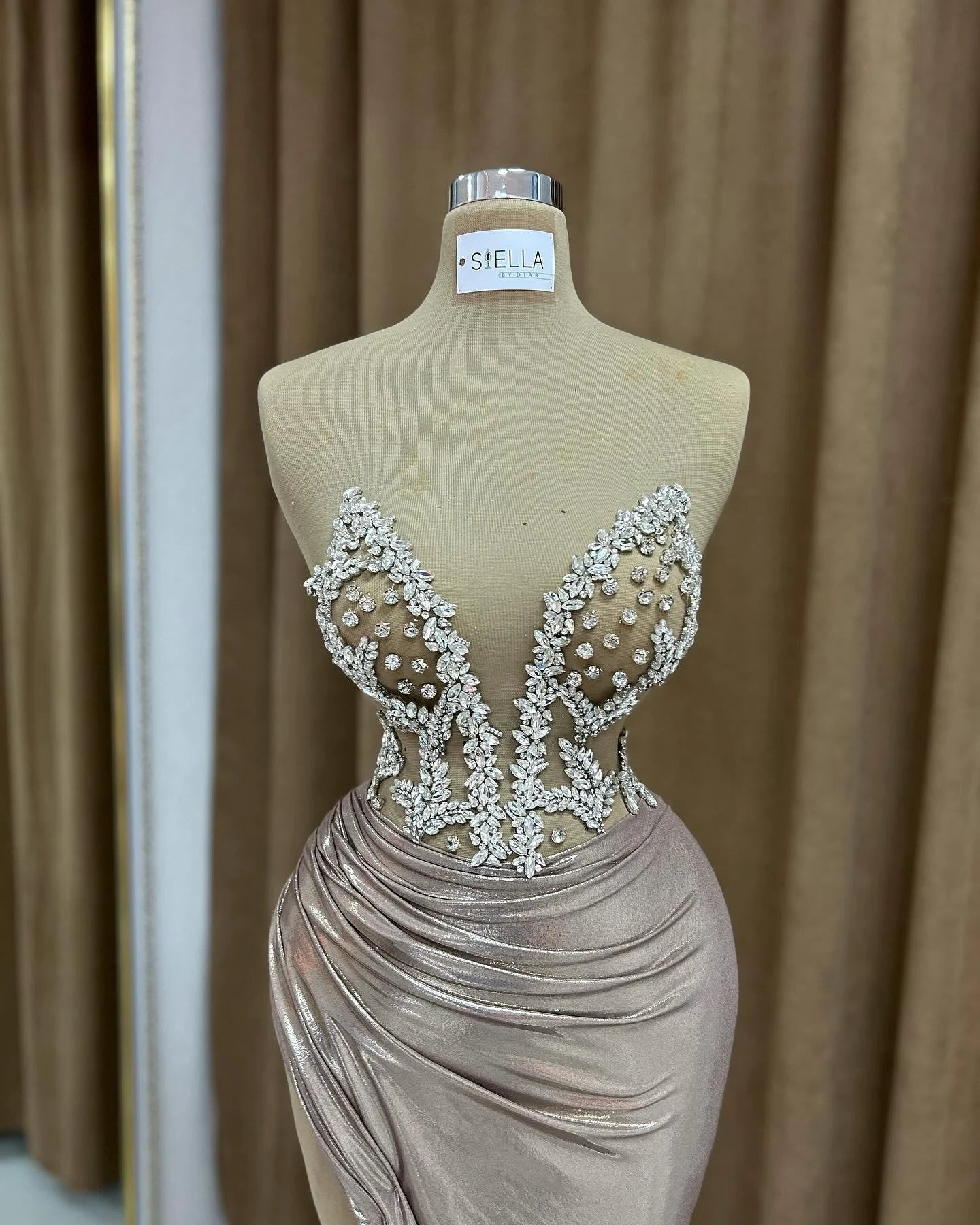 Sexy Column Strapless Sleeveless Ruffles Satin Split Front Prom Dress by misshow.com