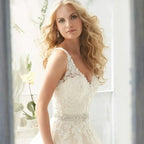Sexy Lace Wedding Dresses Long Train Simple Bride Floor Length Long Sleeve Applique Lace up Open Back Wedding Dresses by payinti